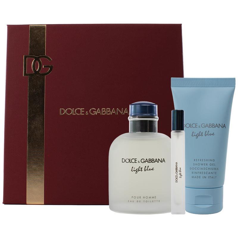 Dolce & Gabbana For Men Light Blue Pour Homme Eau de Toilette 125ml 3 Piece Set