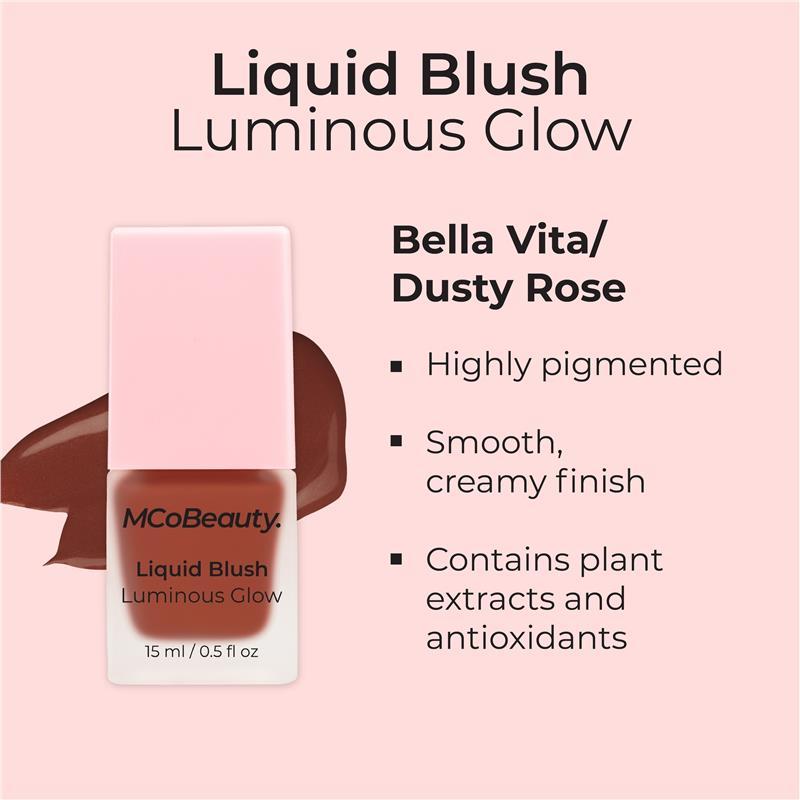 MCoBeauty Liquid Blush Luminous Glow Bella Vita Dusty Rose